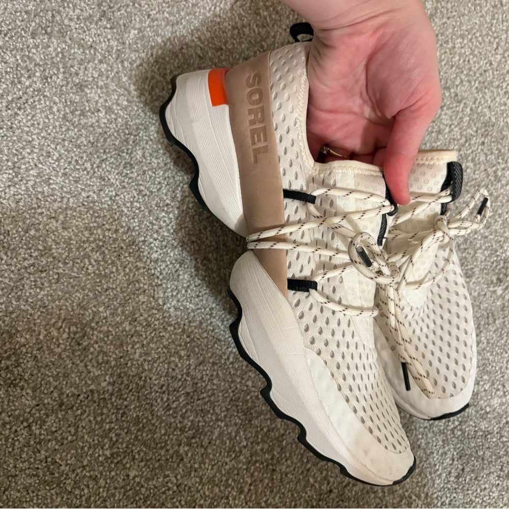 Sorel Cream and Black Athletic Shoes